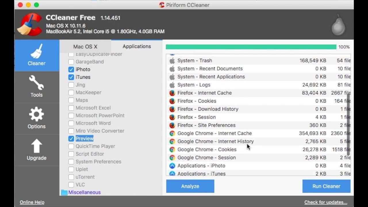 CCleaner - Mac Cleaner Software