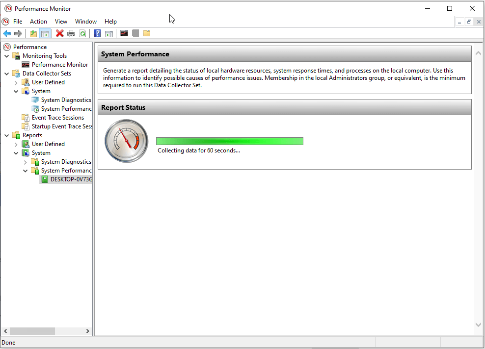 Report Status of Performance Monitor