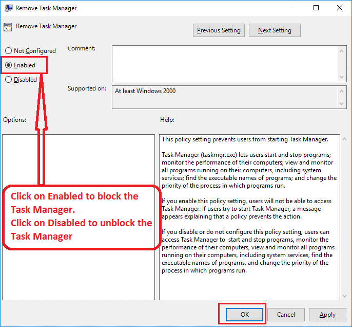 Remove Task Manager&nbsp;window