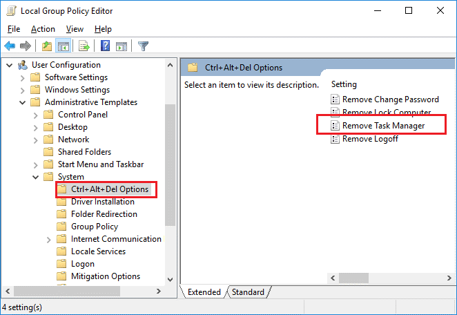 display several settings