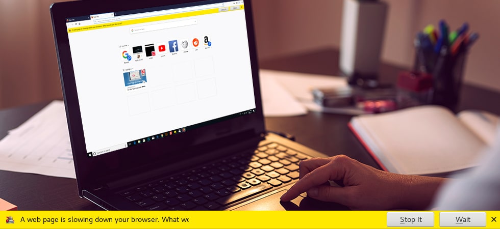 Resolution A web page is slowing down your browser message in Firefox