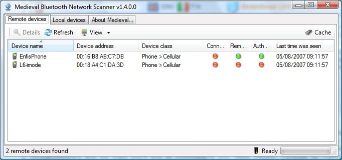 Medieval Bluetooth Network Scanner