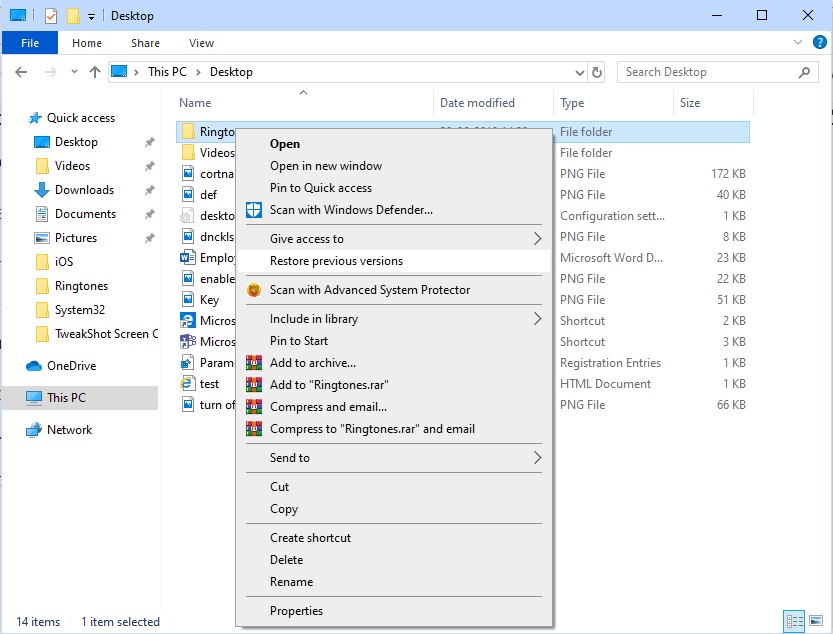 desktop restore previous version