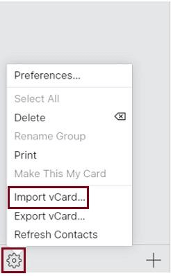 Import vCard from Settings