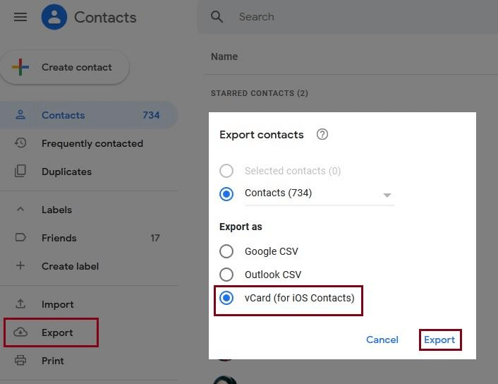 Manually import Contacts use vCard for iOS