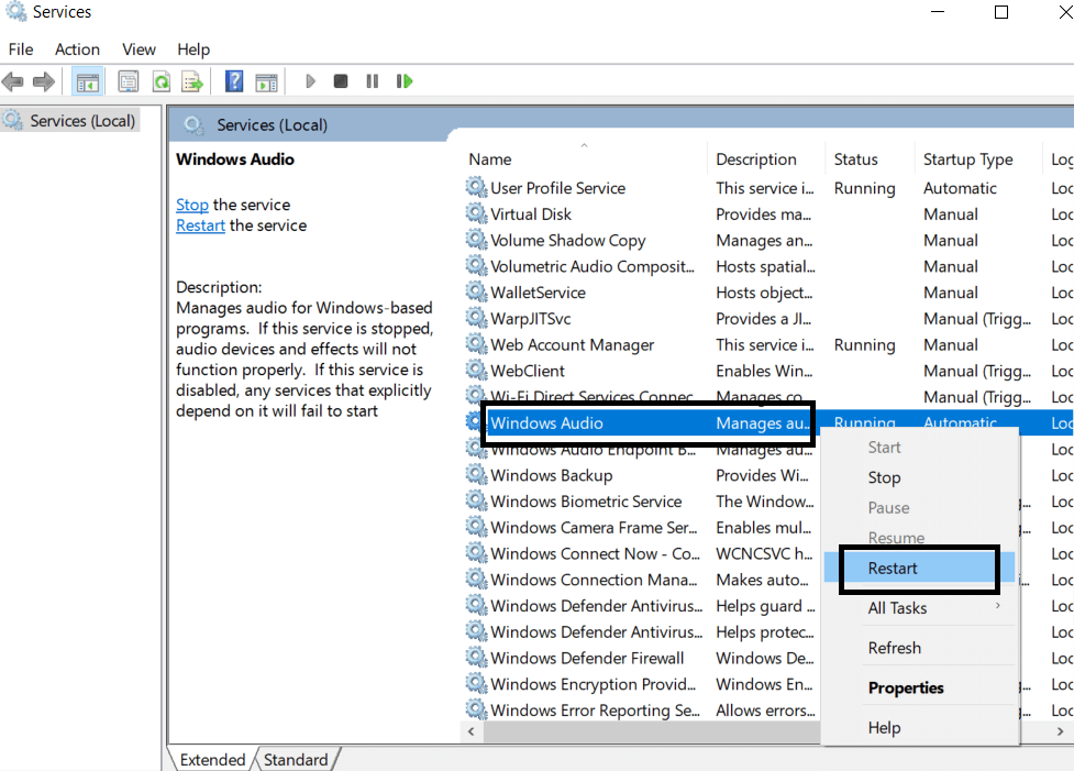 Windows Audio setting