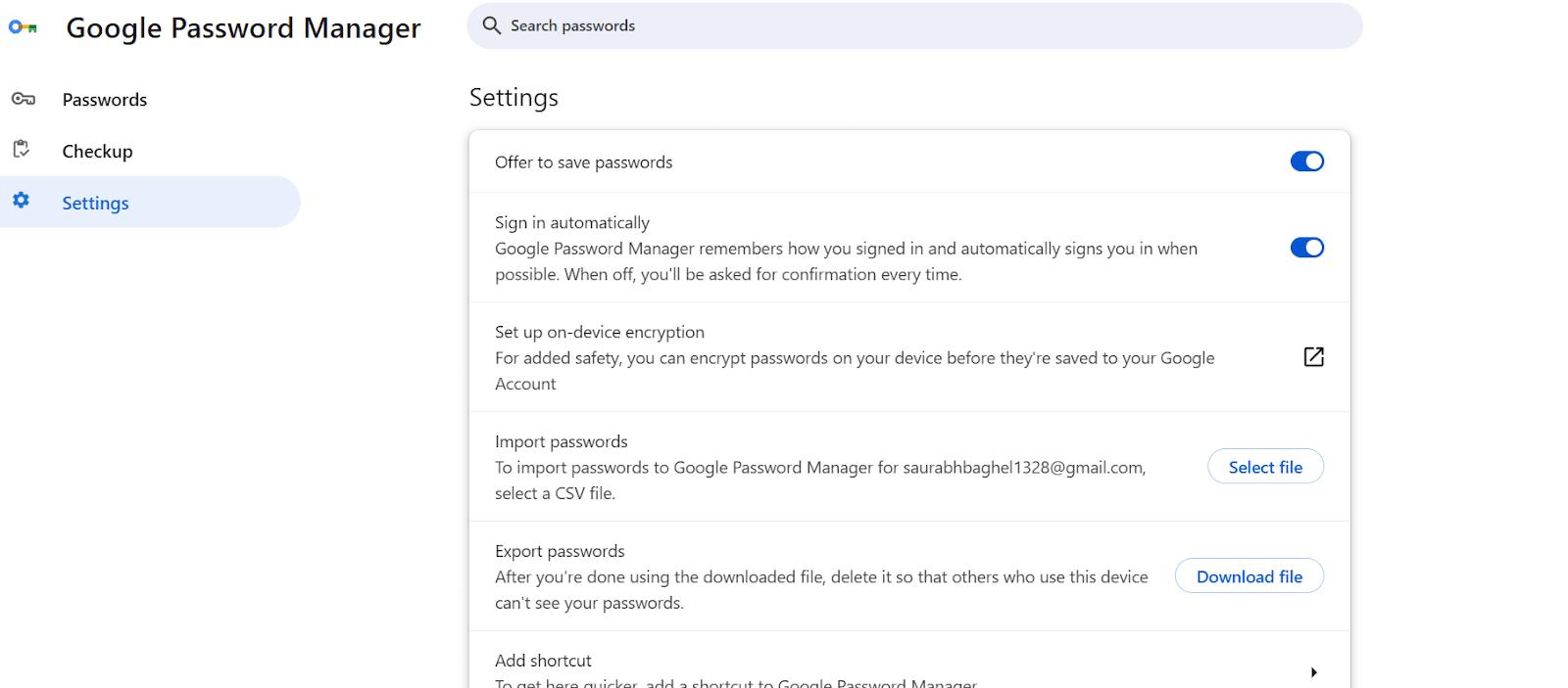 google password manager