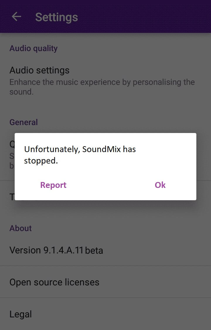 unfortunately app has stopped working