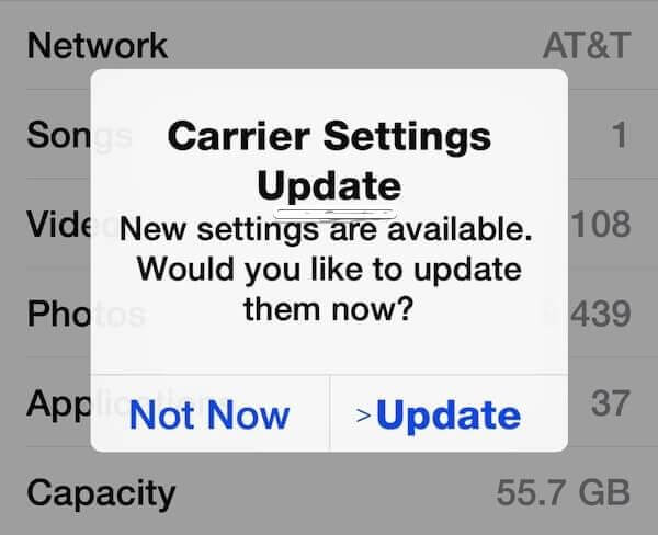 3.Update the iPhone carrier network 