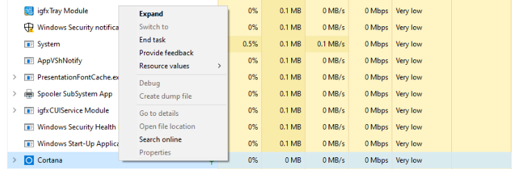 Cortana Task Manager