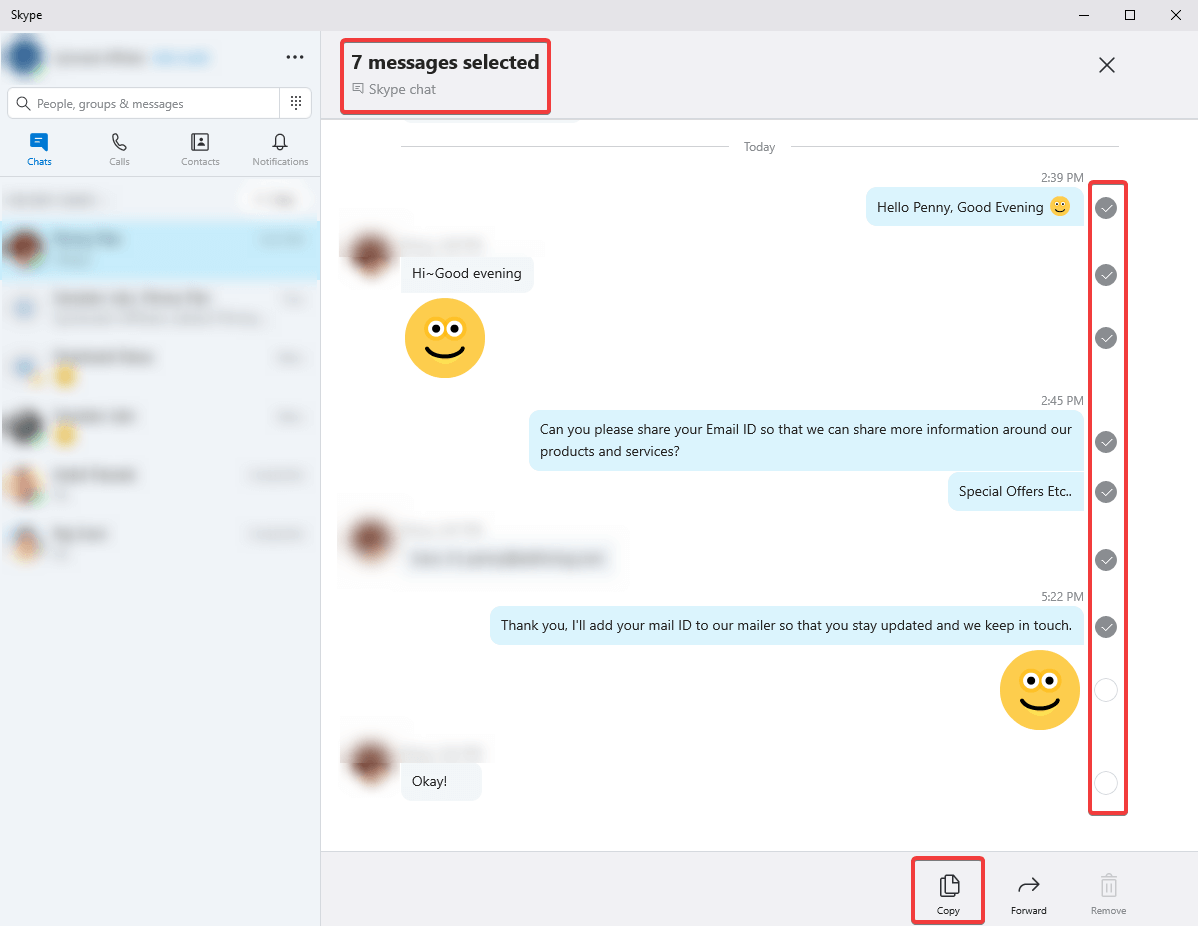 Copy Skype Chat