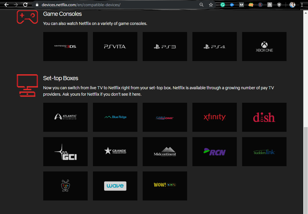 Netflix supported devices list