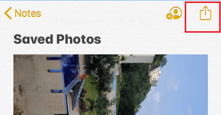 On Notes App Tap on Share