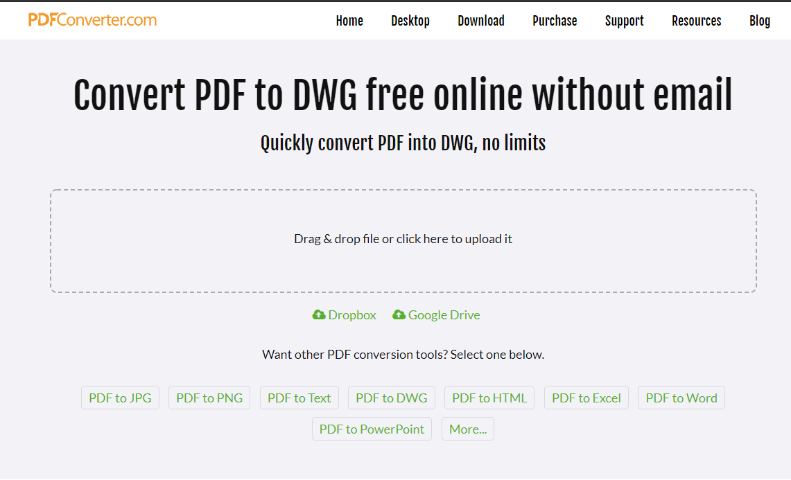  PDF to DWG converter online