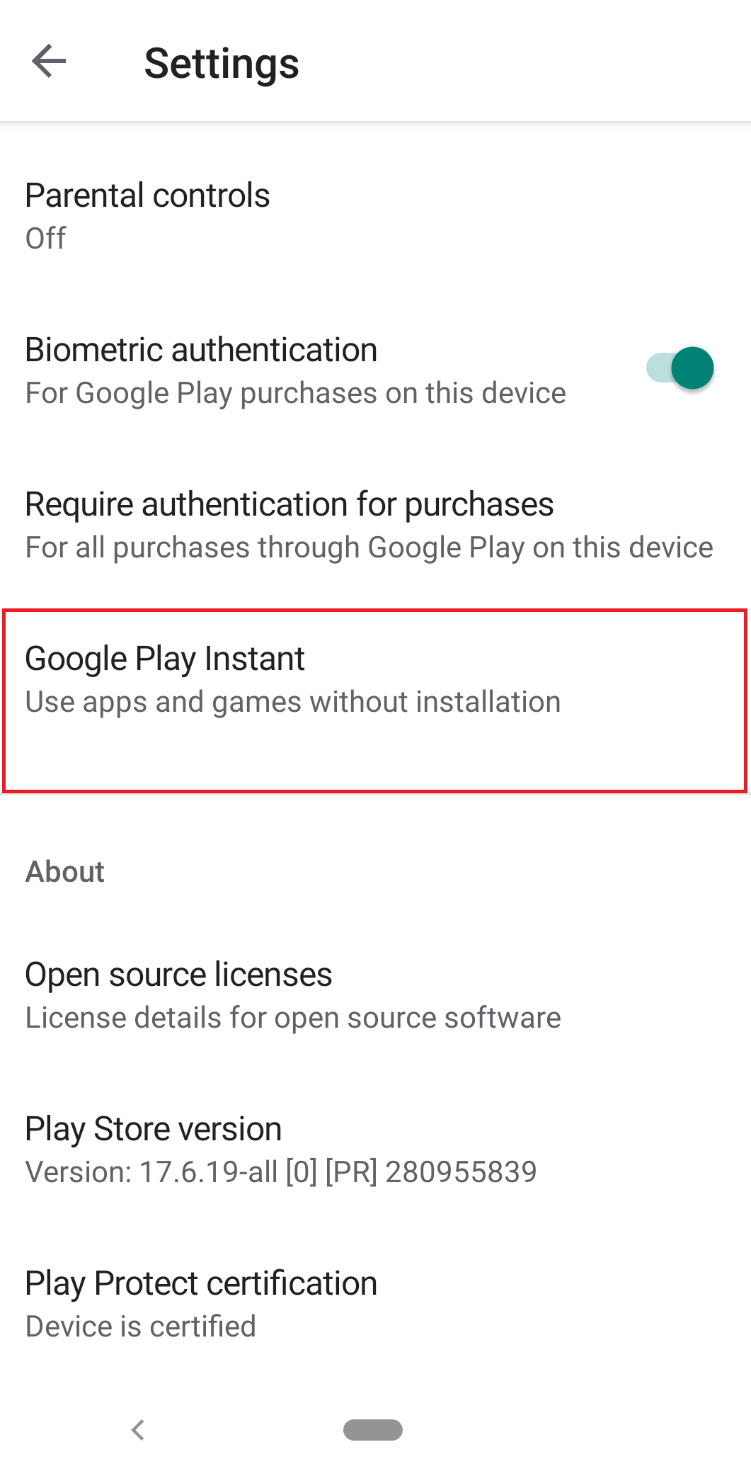 Tap on Google Play Instant