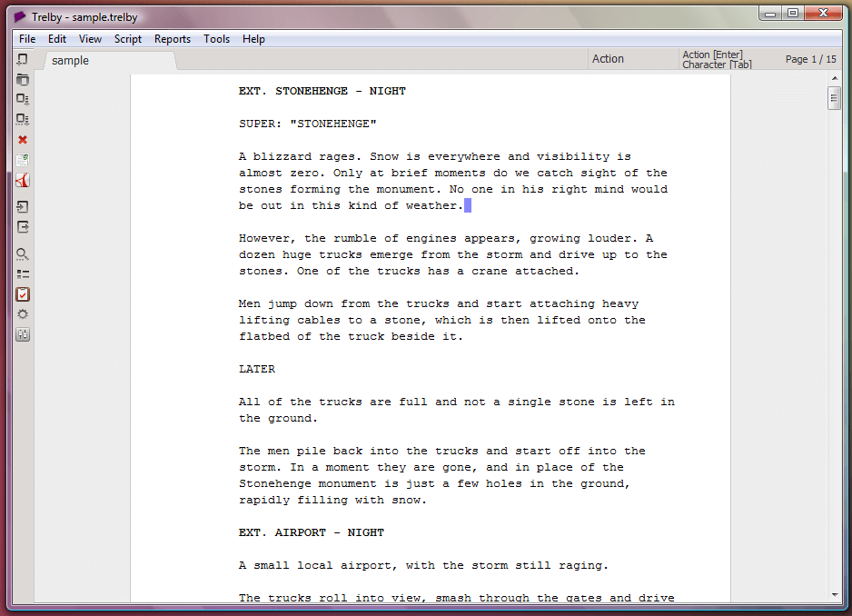 Trelby - free screenwriting software