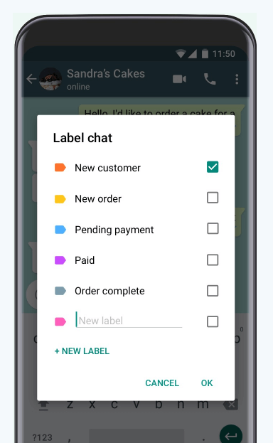 WhatsApp Labels
