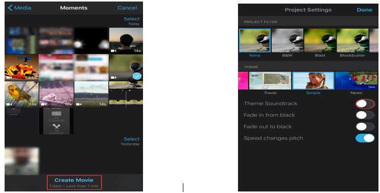 iMovie iPhone app