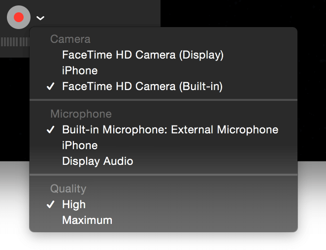 quicktime screen record with audio