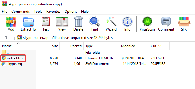 skype parser zip file