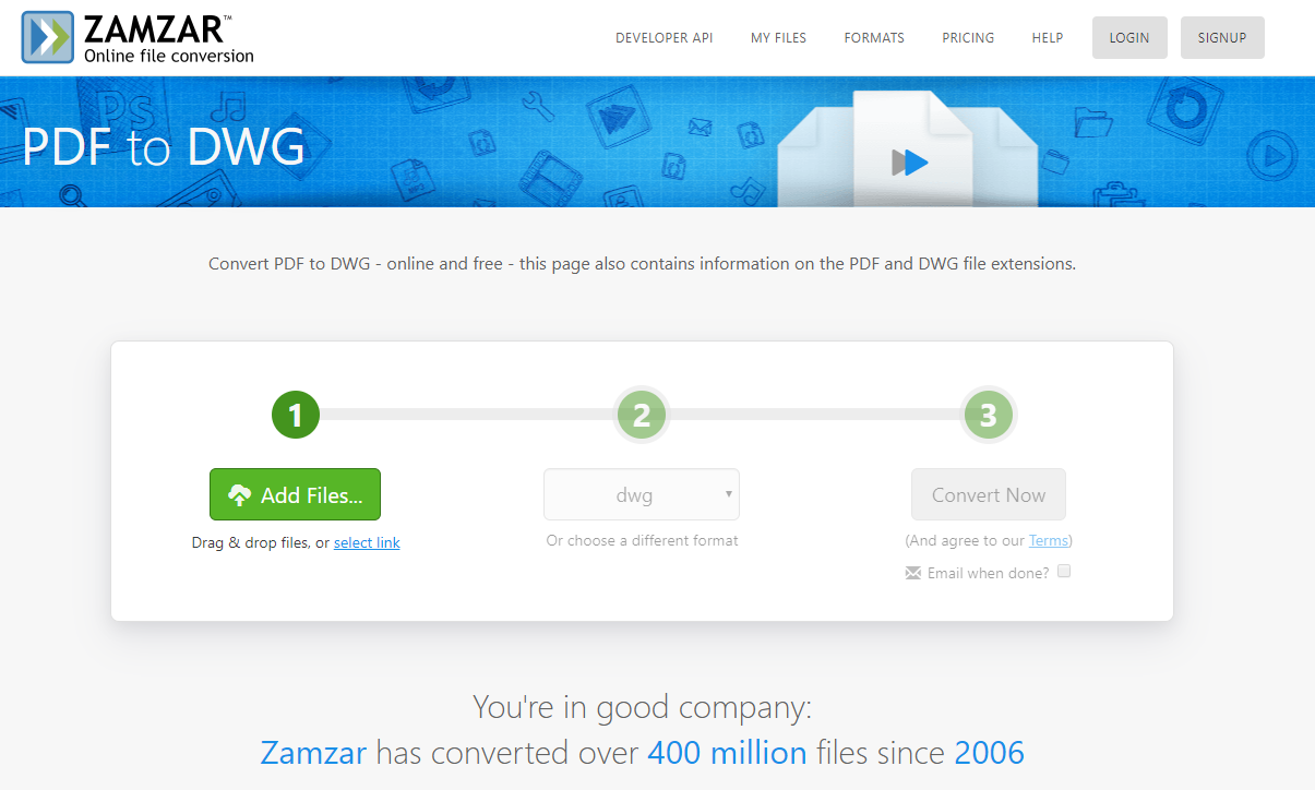 pdf to dwg converter zamzar