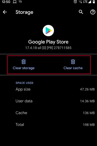Clear storage unfortunately google play services has stopped