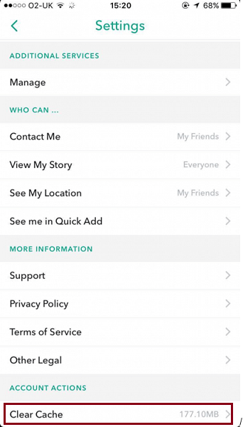 Delete Snapchat App Cache