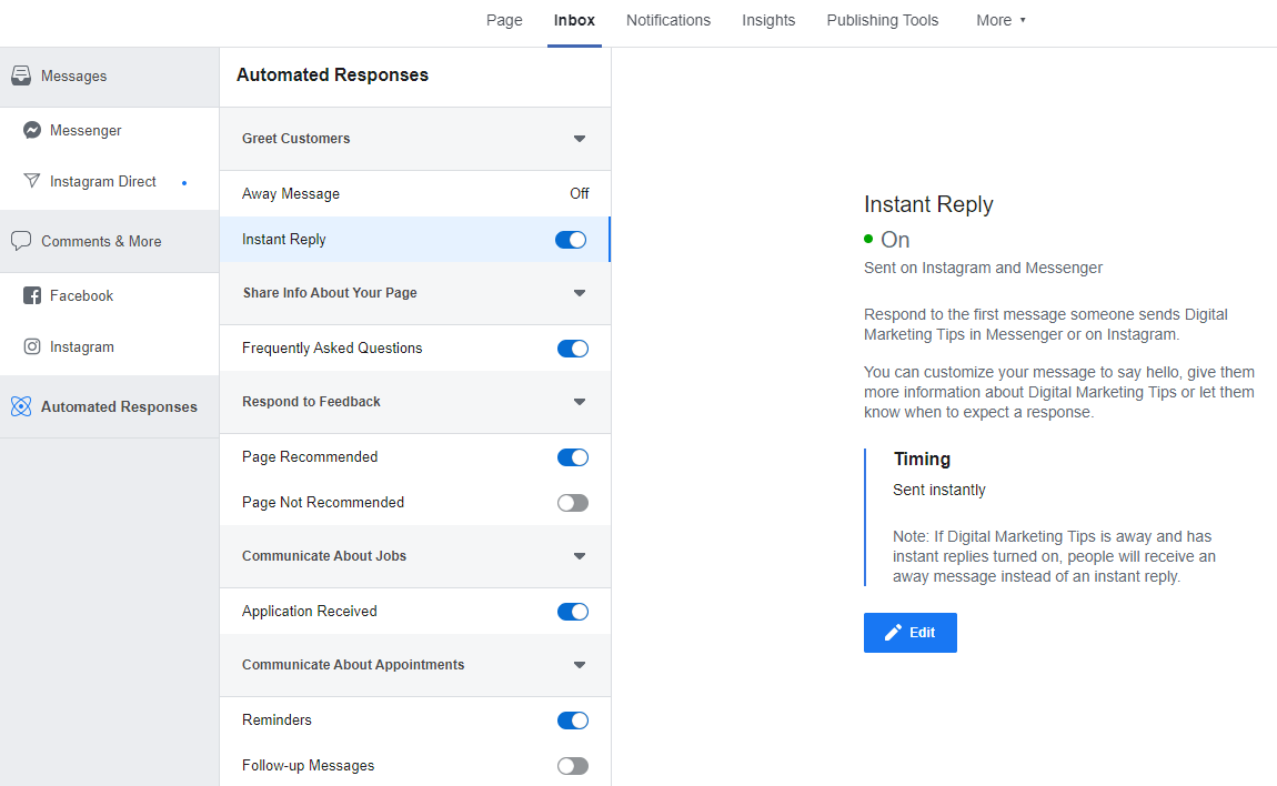 Setup Instant Reply on Business Chat