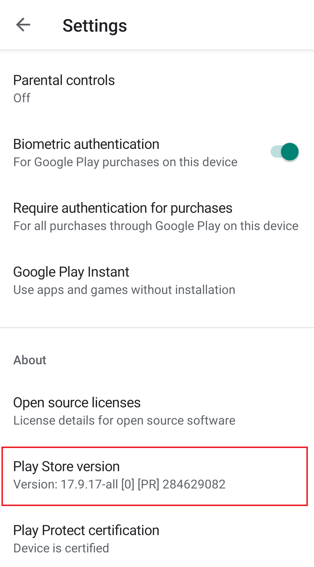 Tap on Play Store version