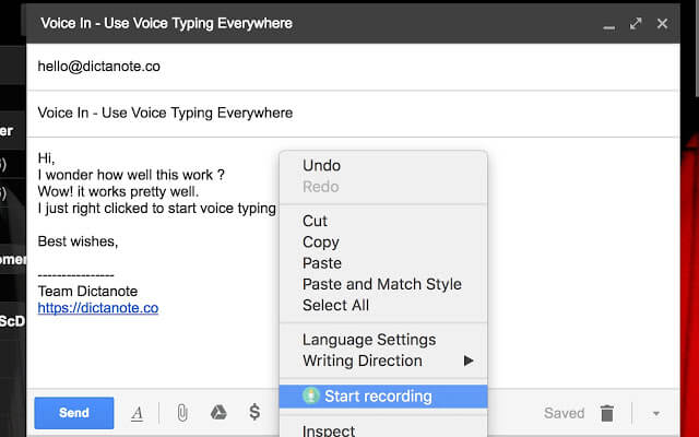 Voice In Voice Typing chrome extension