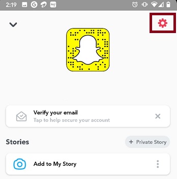 gear shaped icon- how to delete snapchat account