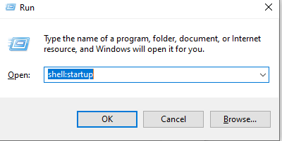 run command - startup folder