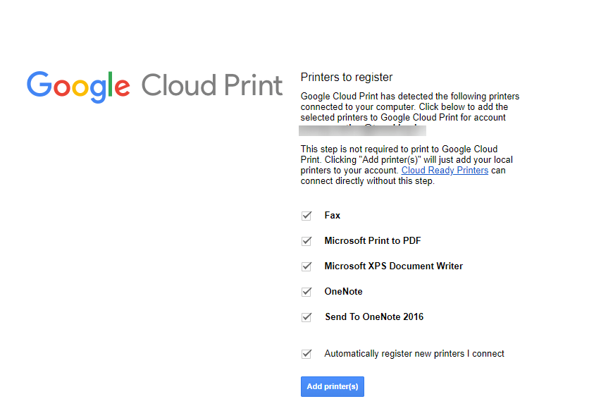 Cloud Ready Printers