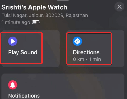 Click on Apple Watch on Find My Device App