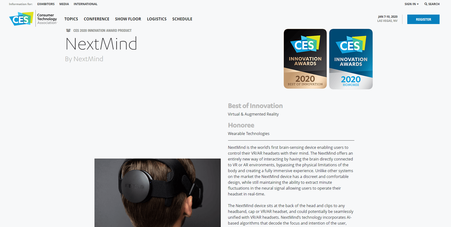Dev Kit product by the NextMind - CES 2020