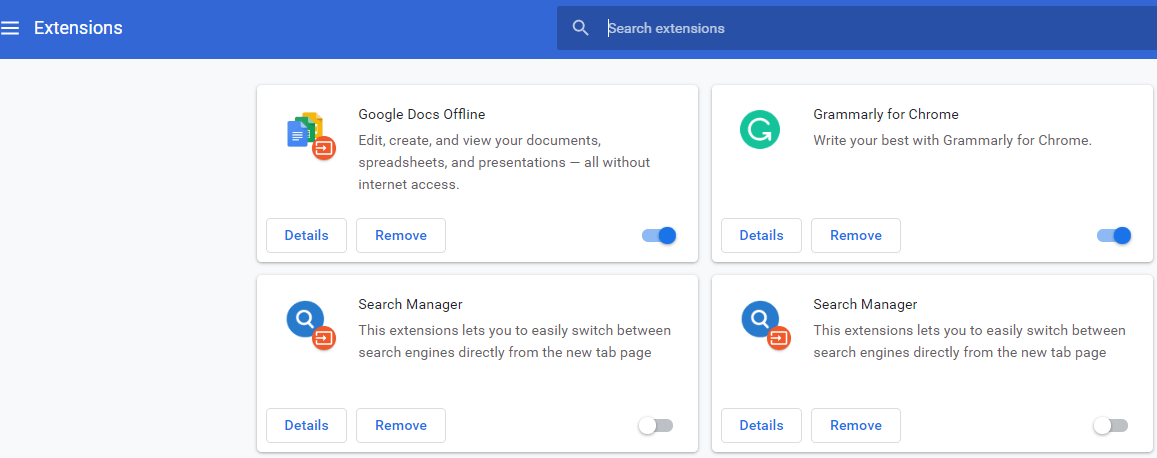Disable Chrome Extensions