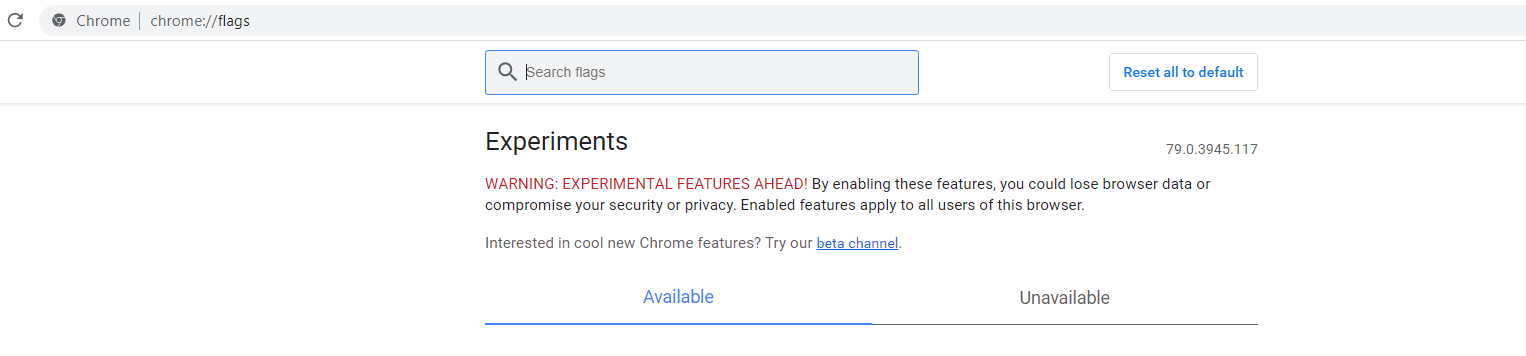Disable Chrome Flags