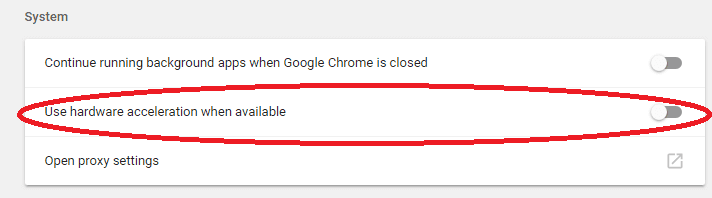 Disable Hardware Acceleration in Chrome