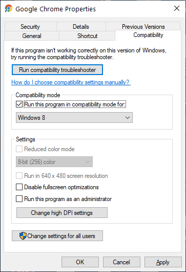 Run Google Chrome in Compatibility Mode.