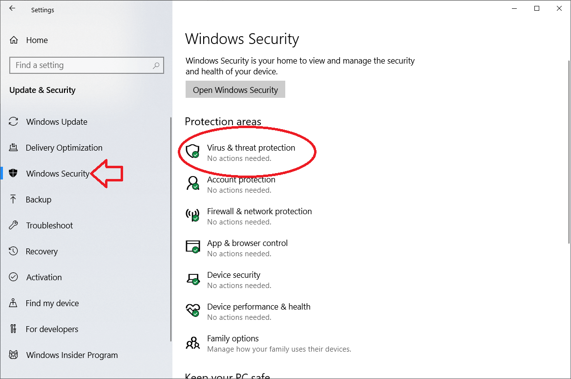 Run Scan of Windows Defender