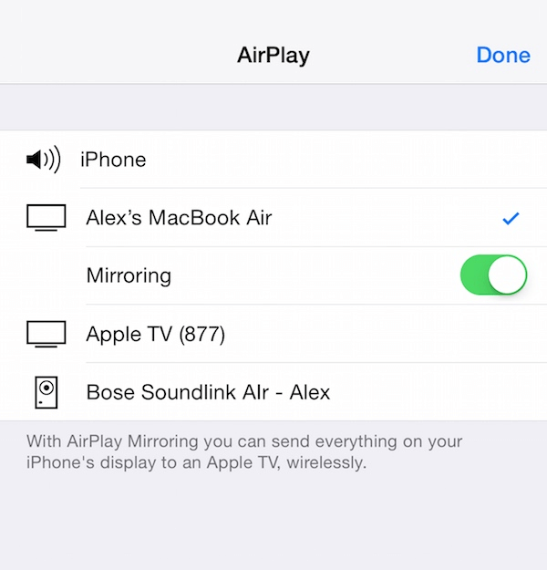 airplay on iphone