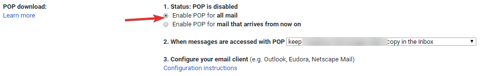 Configure Pop Access To Old Account