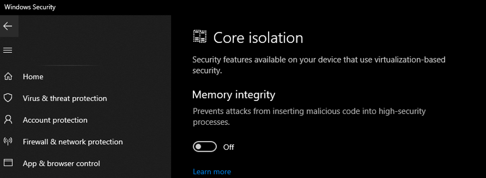 Core isolation