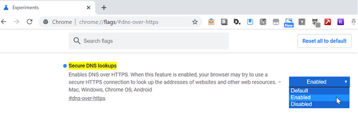 Enable DNS over HTTPS in Chrome