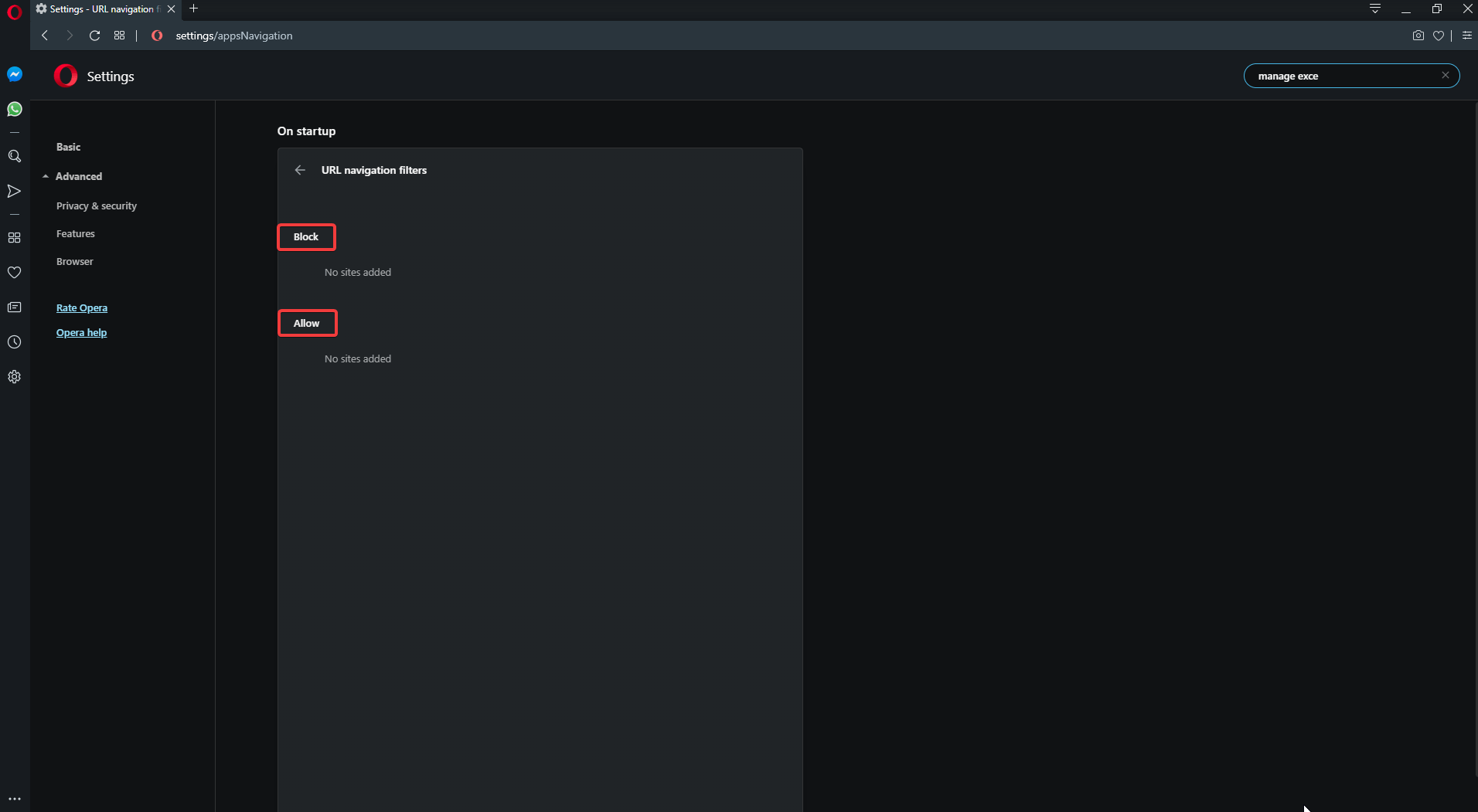 Opera Allow Block