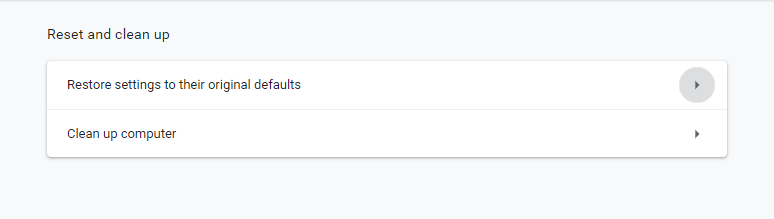 Restore settings
