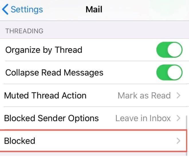 blocked email contacts