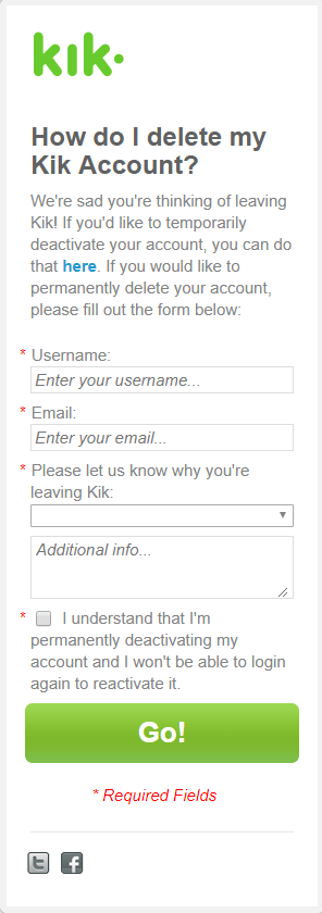 how to delete Kik account permanently