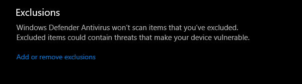 Add or remove exclusions