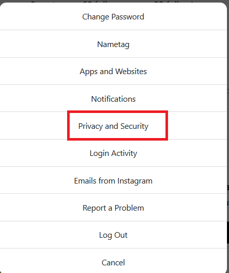 Click on Privacy and Security